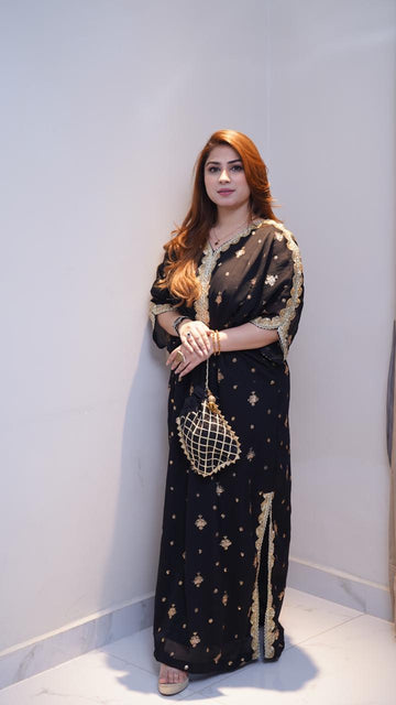 chiffon kaftan with handwork