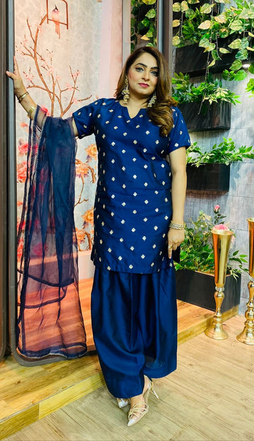 Rawsilk Dress With Organza Dupatta