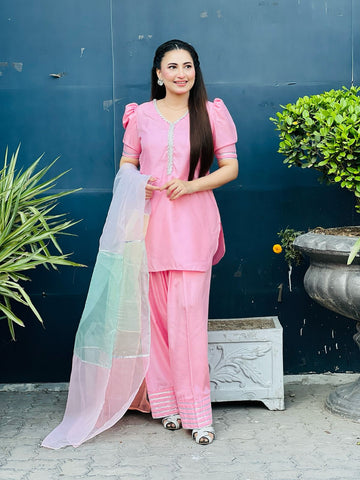 Rapunzel Farshi suit with multi dupatta