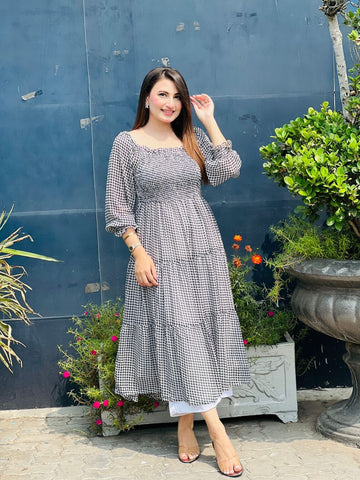 Floral Chiffon Smocked Frock