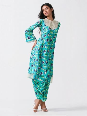Print Lawn 2 With Hand Made Gala(Twirl Lawn 2Pcs)