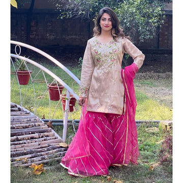 Flamingo Sharara Shirt (2peice sharara+shirt )