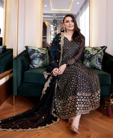 Mehrunisa Chiffon Frock (3pc)