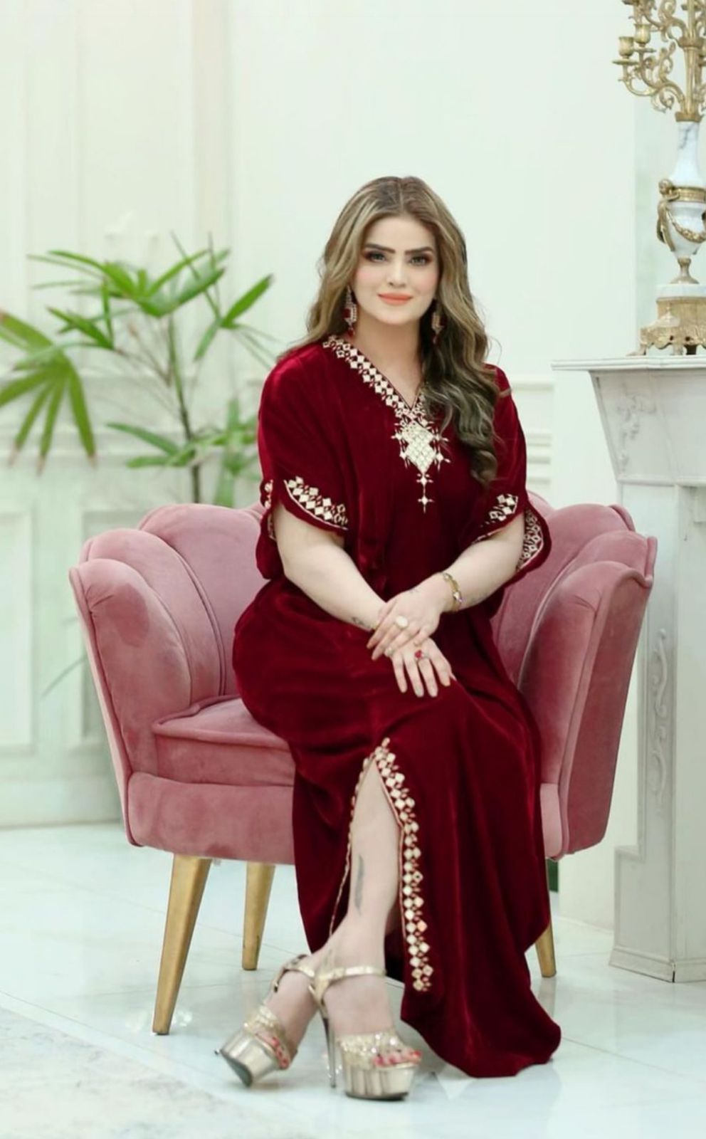 Velvet Mirror Swan Kaftan