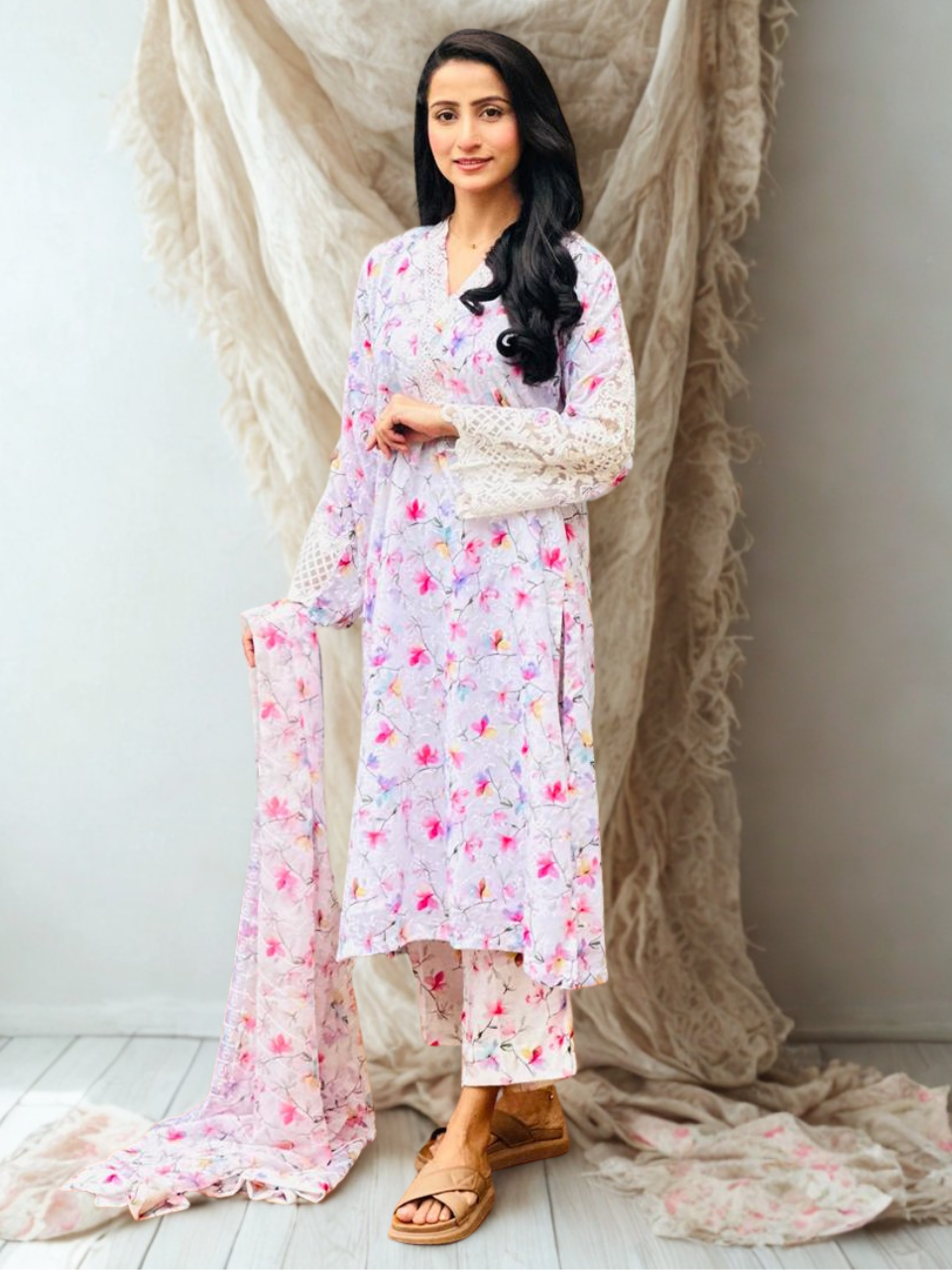 Lawn Chicken Embroidered Shirt(3 PC'S) (Sa-874)
