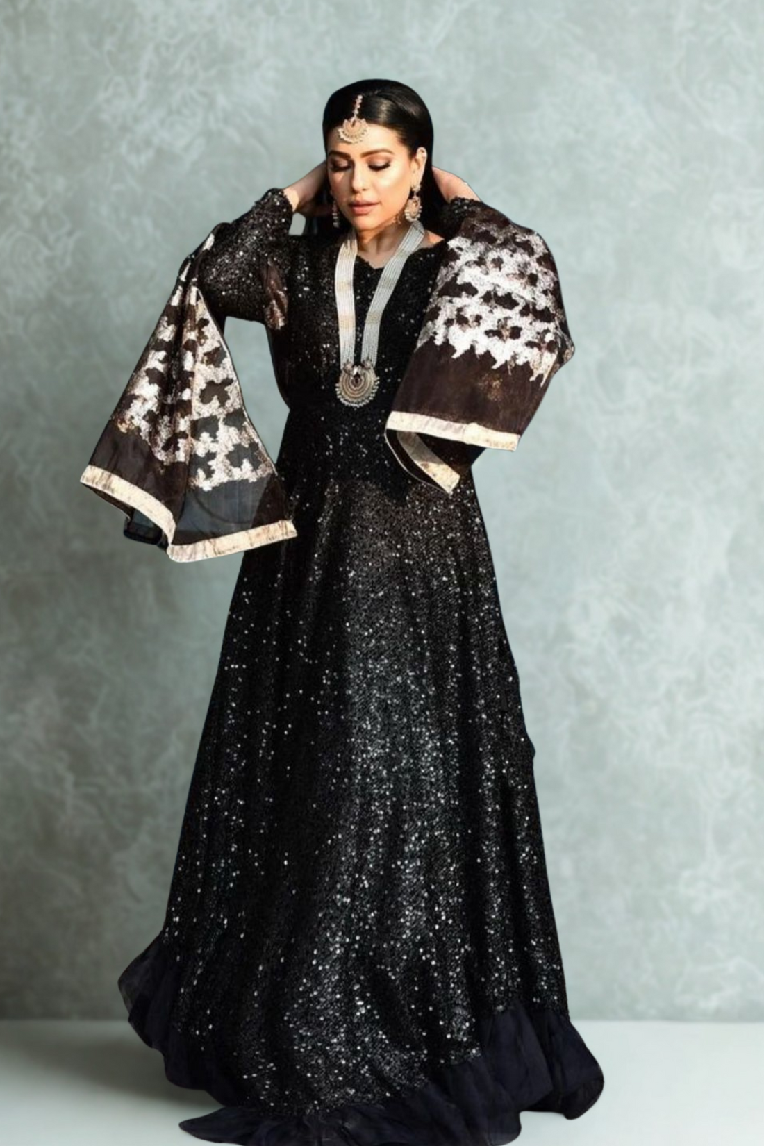 Starry night lehenga with organza frill  SAL019