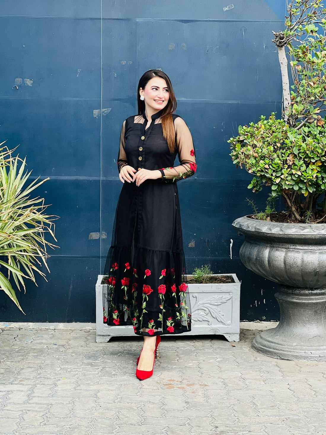 Benetton Net Embroidery Frock with grip lining  SA-719