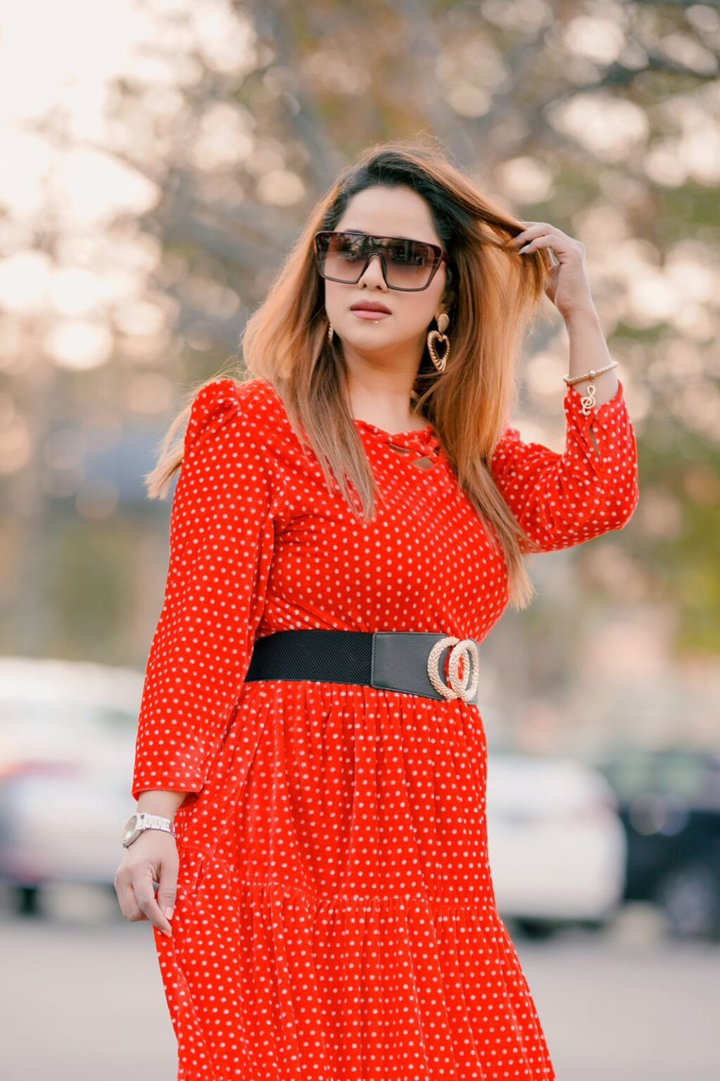 Velvet polka dot  Frock