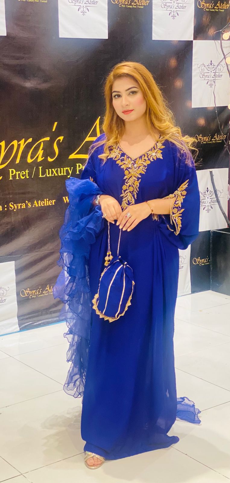 SA-544(Gerogette Kaftan With Handwork)