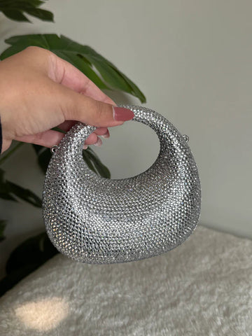 Viral Swarovski Metallic Clutch with Chain - Mini