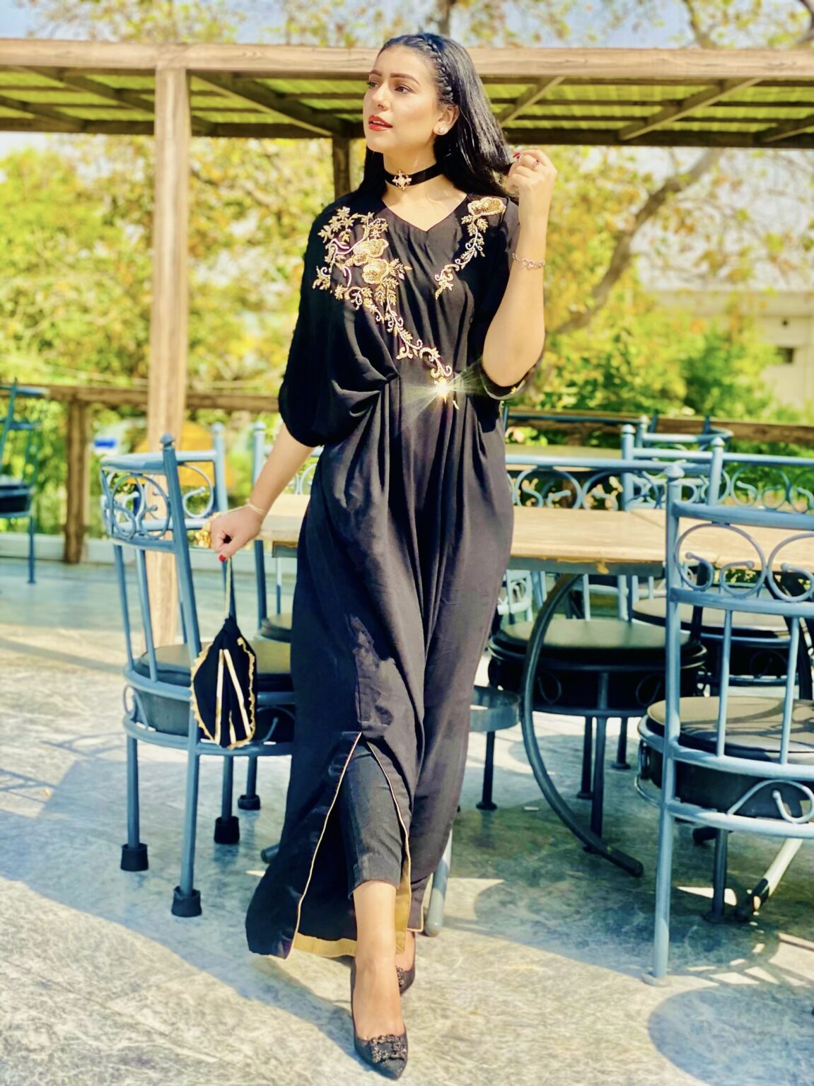 SA-305 (Gerogette Kaftan With Handwork)