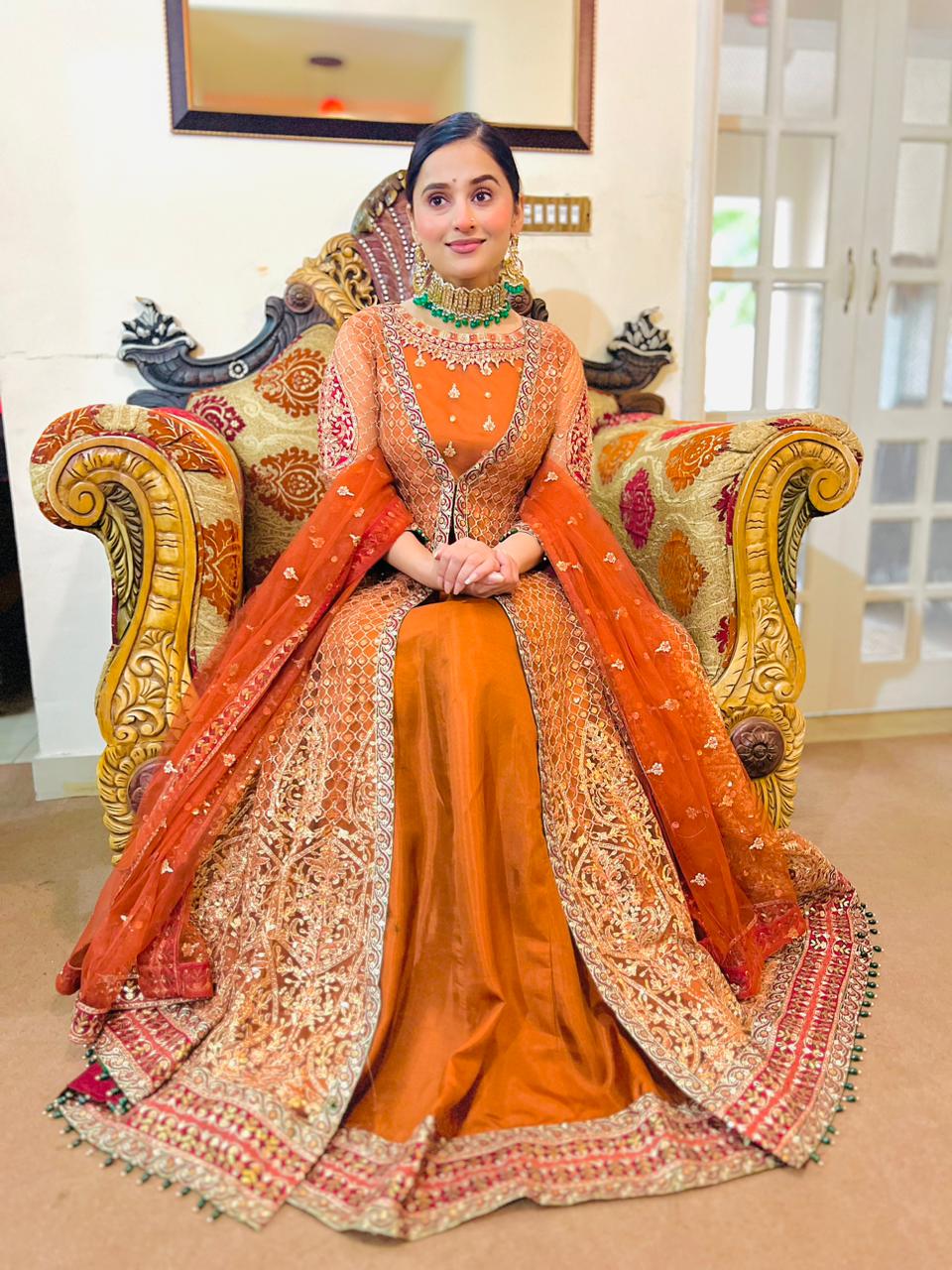 Open Gown 4pc with trouser dupatta
