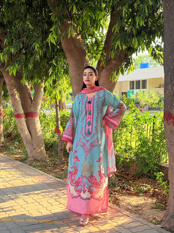 Zariah 3pc Unstitched  Suit