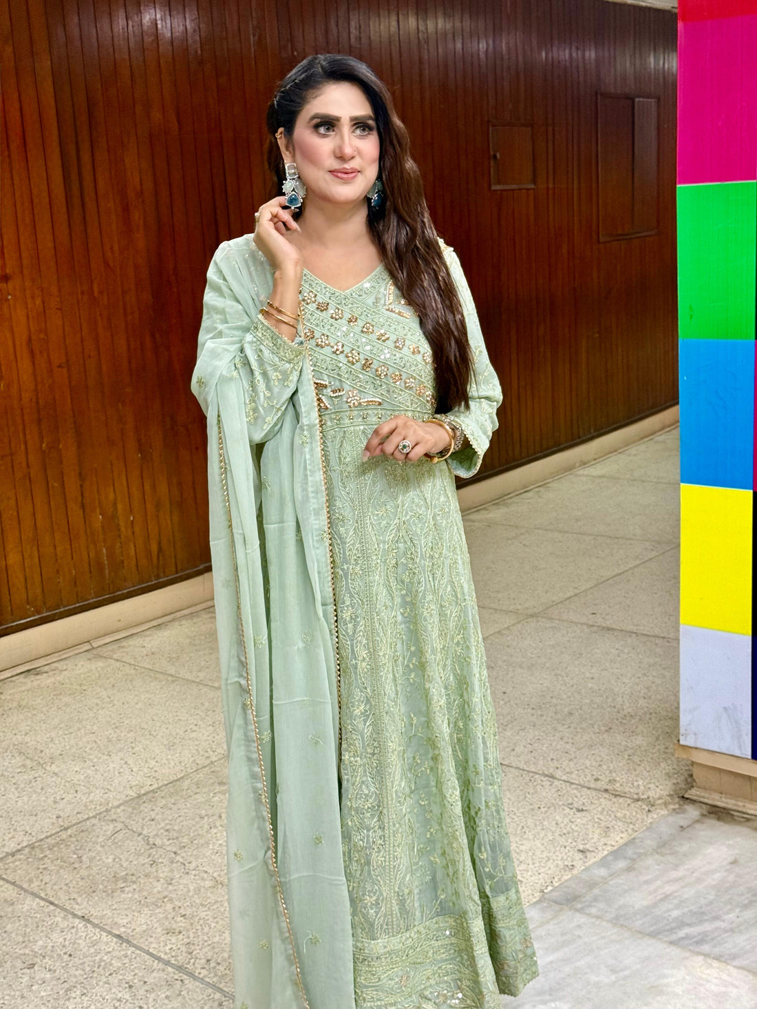 Net Embriodry Open Gown  SA-875