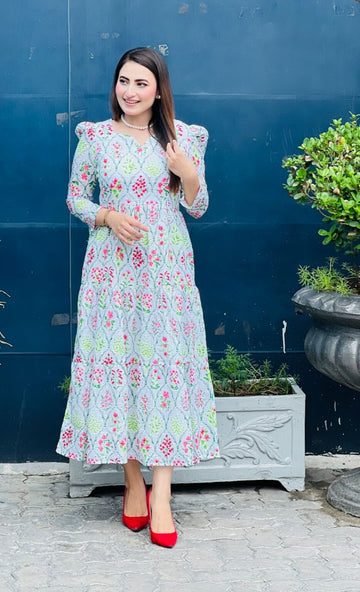 Lightweight Printed Chicken Frock – Perfect for Everyday Elegance