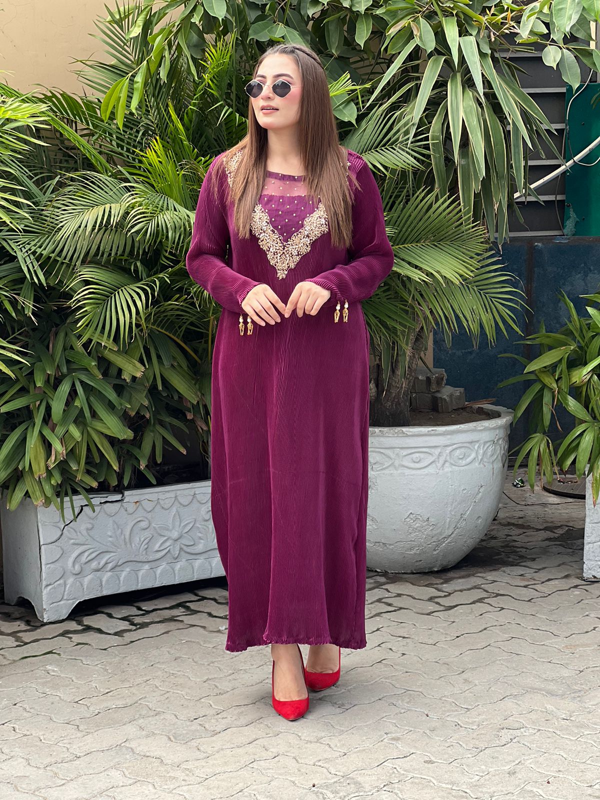 Pleated silk shirt 3pcs