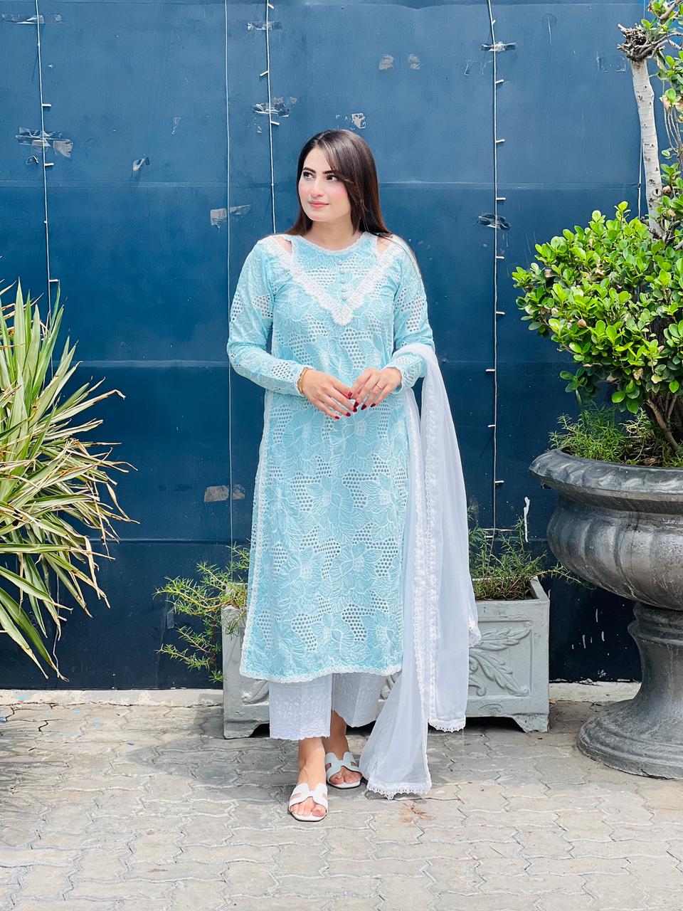 Chicken 3pcs suit with chiffon Duppta