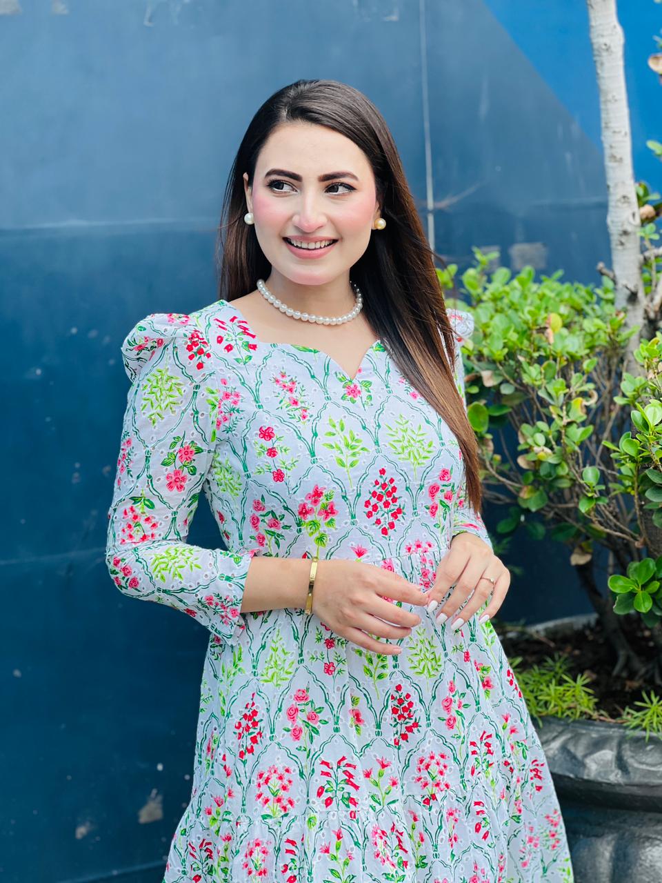 Lightweight Printed Chicken Frock – Perfect for Everyday Elegance